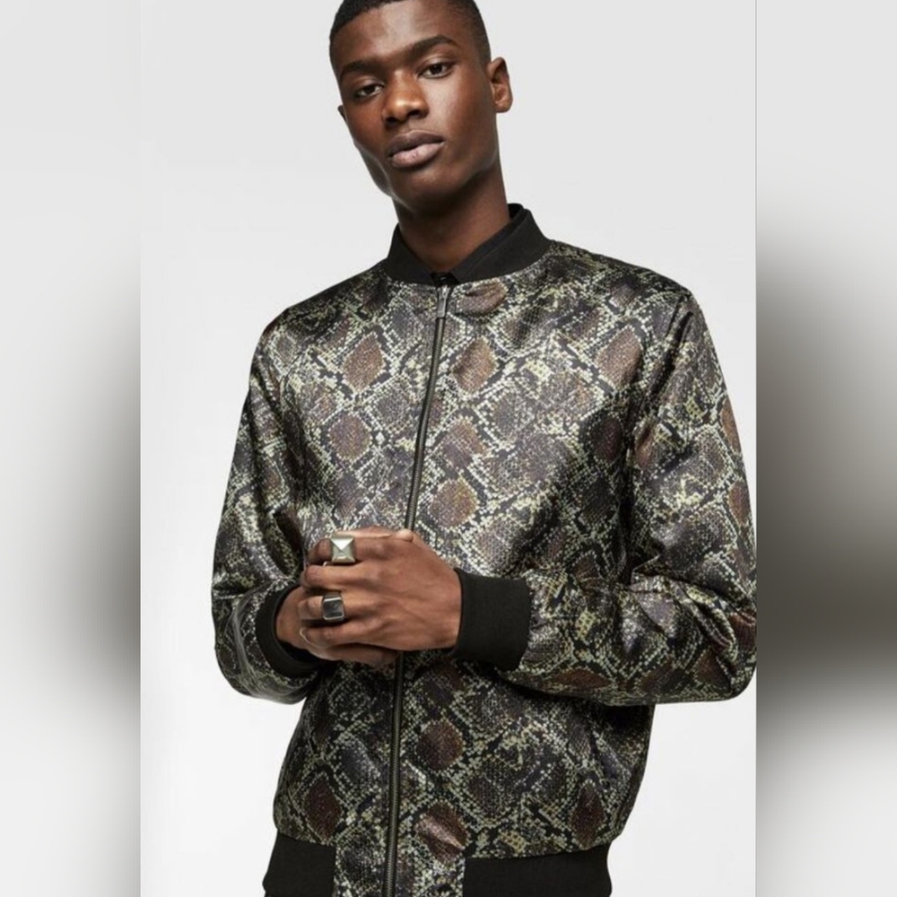 Zara Snake Print Bomber Jacket